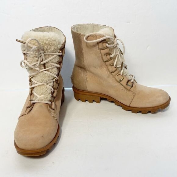 Sorel Phoenix Short Lace Lux Blush Boots Sheepskin Lined Size 8.5 Durable Winter - Picture 4 of 11